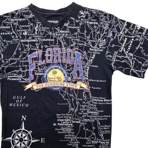 American Crown Florida Sunshine State Map AOP T-Shirt Black Mens Medium‎